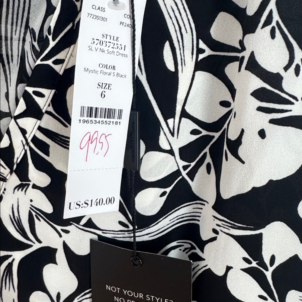 White House Black Market Monochrome Floral Dress. - Picture 3 of 8